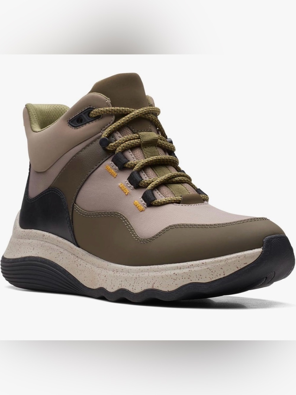 Clarks Jaunt LO 26168982 Womens Olive Green Leather Lace Up Casual Hiking Boots